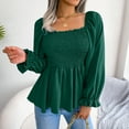 thumbnail image 1 of LEZMORE Womens Blouses Long Sleeve Shirts Square Neck Tops for Women Green L, 1 of 8