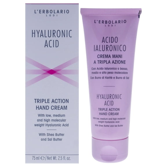 LErbolario Hyaluronic Acid Triple Action Hand Cream , 2.5 oz Cream