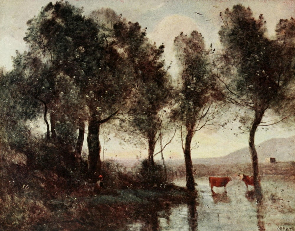 LEtang Corot 1910 Canvas Art - Jean-Baptiste Camille Corot (24 x 36)