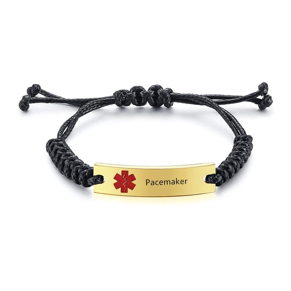 LF Medical Alert ID Bracelet for Men and Women - Leather Adjustable Emergency Identification Cuff With Medical Card - Customizable Health Alert Jewelry for Allergy Awareness