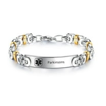 LF Medical Alert ID Bracelets for Men Women Stainless Steel Byzantine Chain Bracelet Medical Alert Bracelet Emergency Identification Bracelet Health Alert Jewelry, with Medical Card, Customizable