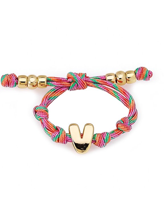 LF Personalized Bubble Letter Woven Bracelet for Women,Custom Initial Name Bracelet with Adjustable Braided Cord,Stylish Friendship for Mom,Wife,Sisters,Best Friends,colorful
