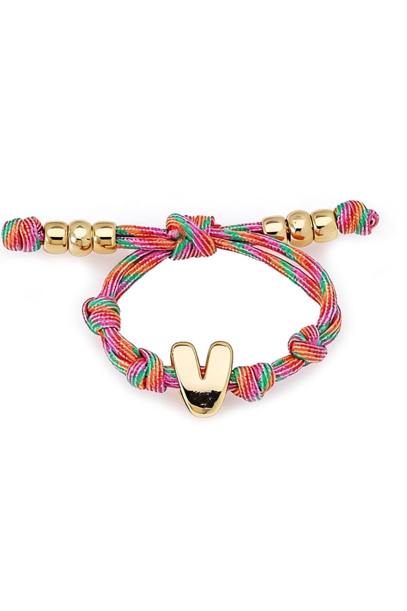 LF Personalized Bubble Letter Woven Bracelet for Women,Custom Initial Name Bracelet with Adjustable Braided Cord,Stylish Friendship for Mom,Wife,Sisters,Best Friends,colorful