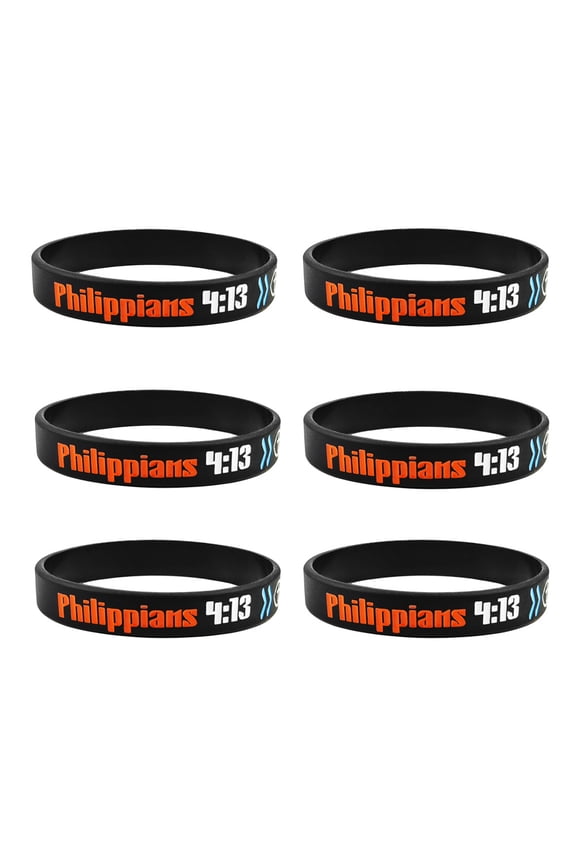 LF Phil 4 13 Bracelet for Men Women,Religious Christian Bible Verse Scripture Wristband Philippians Silicone Lord's Prayer Wristbands for Sports Baptism Outdoor Activities,7.9''