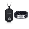 thumbnail image 1 of LF Stainless Steel Black Adrenal Insufficiency Medical Alert Jewelry Sets Emergency ID Tag Caduceus Bracelet Necklace Sets,Medic Jewelry for Men(Medical Alert Necklace + Bracelet), 1 of 5