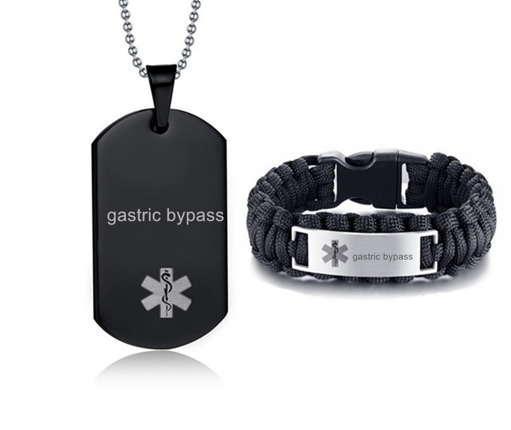 LF Stainless Steel Black Adrenal Insufficiency Medical Alert Jewelry ...