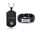 thumbnail image 1 of LF Stainless Steel Black Adrenal Insufficiency Medical Alert Jewelry Sets Emergency ID Tag Caduceus Bracelet Necklace Sets,Medic Jewelry for Men(Medical Alert Necklace + Bracelet), 1 of 5