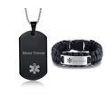 thumbnail image 1 of LF Stainless Steel Black Adrenal Insufficiency Medical Alert Jewelry Sets Emergency ID Tag Caduceus Bracelet Necklace Sets,Medic Jewelry for Men(Medical Alert Necklace + Bracelet), 1 of 5