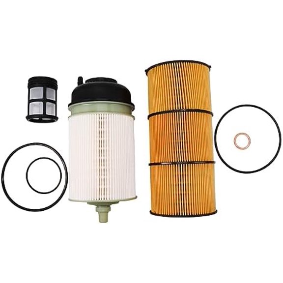 LF17511 Oil Filter PF9908 Fuel Filter Replace P551063 A4700903151 A4720900451 A4720900551 FK13834 L5104F P551005 LF17474 P7505 57909 A4721800109 Compatible with DD13 DD15 DD16 Detroit Diesel Engine