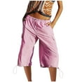 thumbnail image 1 of Hvot&aat Drawstring Capris for Women Summer Casual Loose Fit Elastic Waist Cropped Cargo Trousers with Pockets, 1 of 7