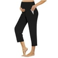 thumbnail image 1 of Hvot&aat Maternity Capris for Women Summer Over The Belly Pregnancy Casual Soft Yoga Lounge Pants with Pockets, 1 of 5