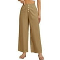thumbnail image 1 of Hvot&aat Women's Summer Button High Waist Wide Leg Linen Palazzo Pants Business Work Trousers Long Casual Pants with Pockets, 1 of 5