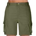 thumbnail image 1 of Hvot&aat Casual Cargo Shorts for Women Summer Elastic Waist Solid Color Outdoor Athletic Hiking Shorts with Pockets, 1 of 5
