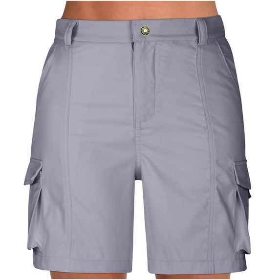 Hvot&aat Casual Cargo Shorts for Women Summer Elastic Waist Solid Color Outdoor Athletic Hiking Shorts with Pockets
