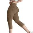 thumbnail image 1 of Hvot&aat Plus Size Capris for Women Cargo Leggings, High Waisted Tummy Control Stretchy Running Workout Yoga Pants, 1 of 7