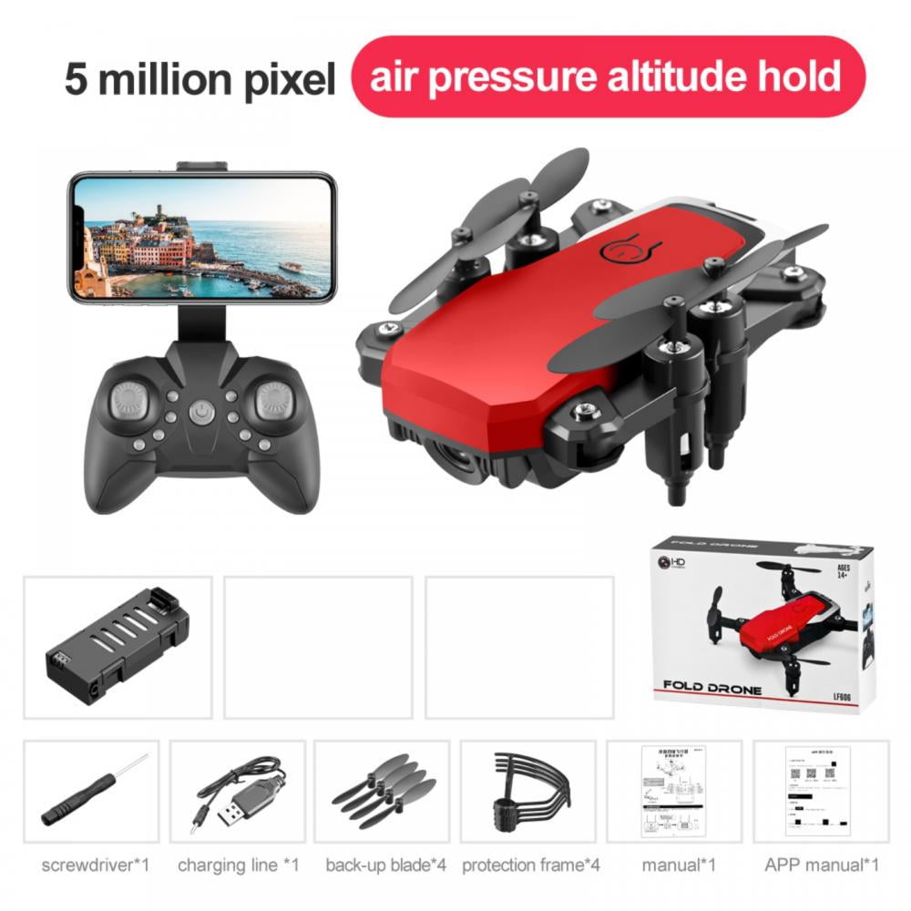 LF606 4K Rc Mini Drone with Hd Camera Anti Shake Wifi Quadcopter Aerial Red