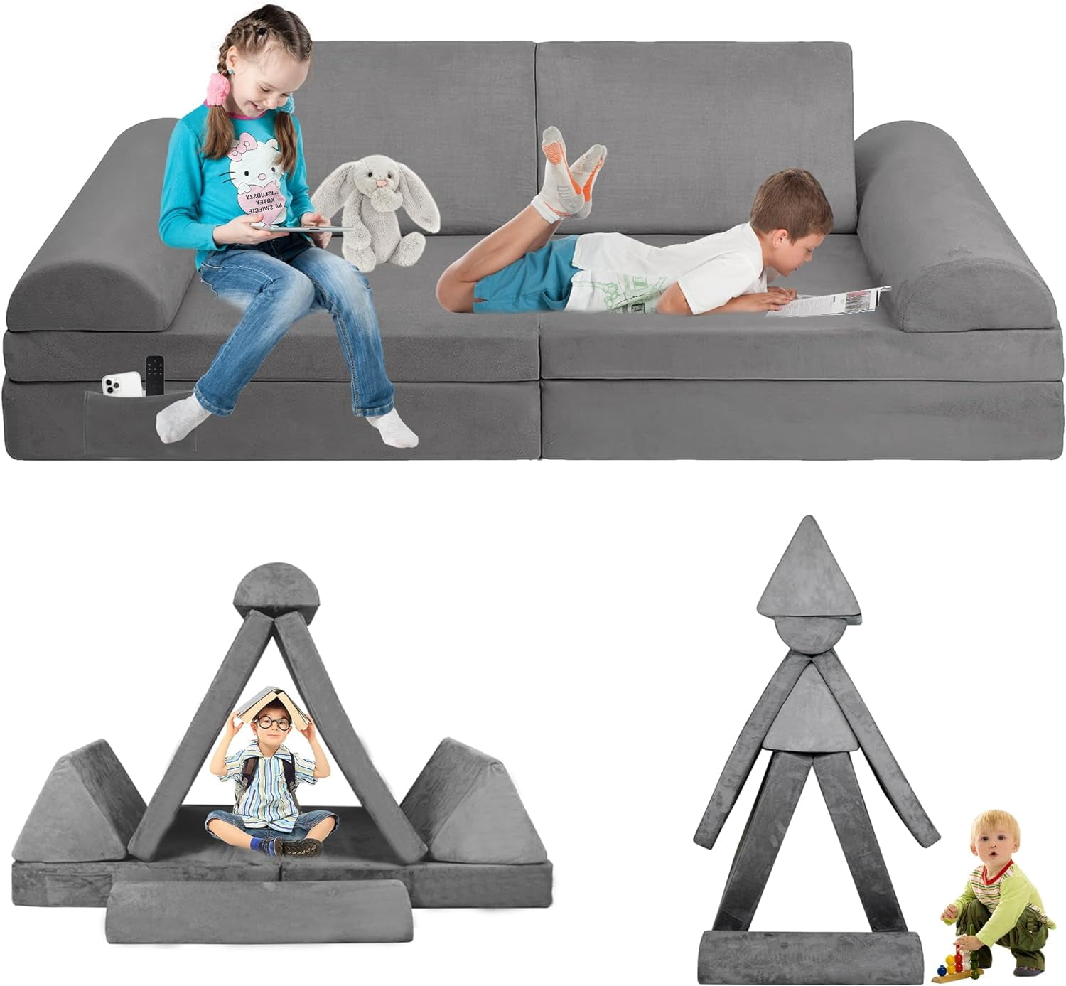 LFCREATOR Kids Size Modular Couch Sofa, Ideal for Children's Playroom ...