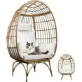 thumbnail image 1 of LFCREATOR Wocker, Steel Egg Hanging Chair with Stand and Cushions, Coffee, 1 of 8