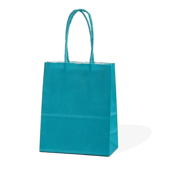 LFCXHTY Gift Bags Medium Paper Bag with Handles for Party Favors, 30 CT (Teal Blue, 8.6 x 4.3 x 10.6 in)