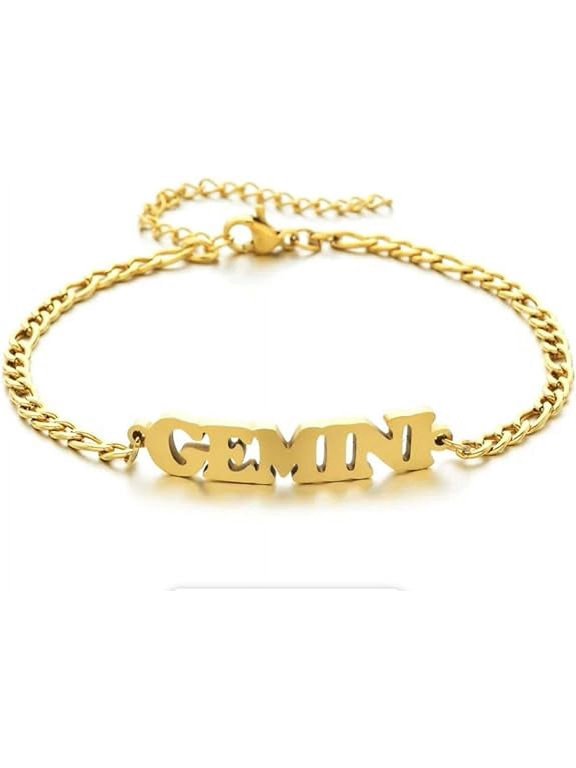 LFE 18K Gold Plated Zodiac Sign Bracelet for Women, Celestial Style, Unique Gift Ideas, Zodiac Sign Bracelet, Statement Bracelet, Astrology Jewelry (Gemini)