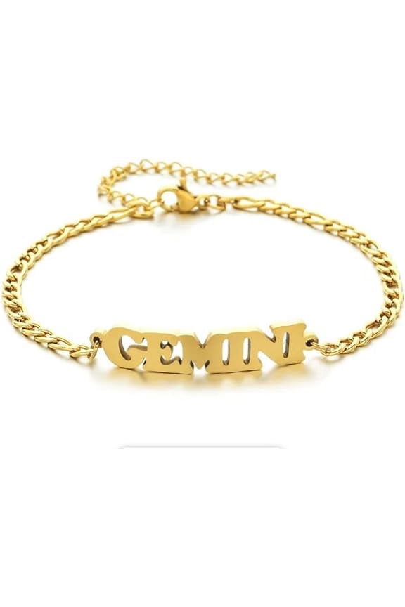 LFE 18K Gold Plated Zodiac Sign Bracelet for Women, Celestial Style, Unique Gift Ideas, Zodiac Sign Bracelet, Statement Bracelet, Astrology Jewelry (Gemini)