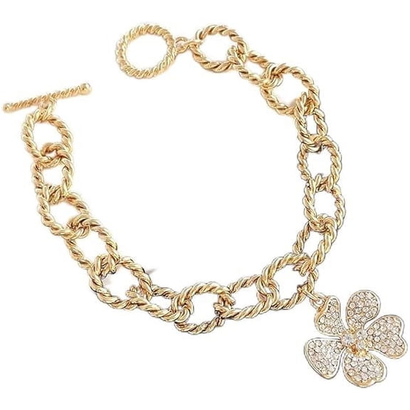 LFE Gold Plated Shell Butterfly Jewelry Necklace | Heart Key Charm Bracelet CZ | Flower Twist Includes Velvet Jewelry Box
