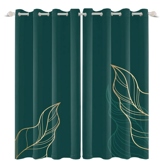 LFEEY Bedroom Darkening Curtains with Black Lining Home Decor Curtains, Green, 52x84inch, Set of 2 Panels