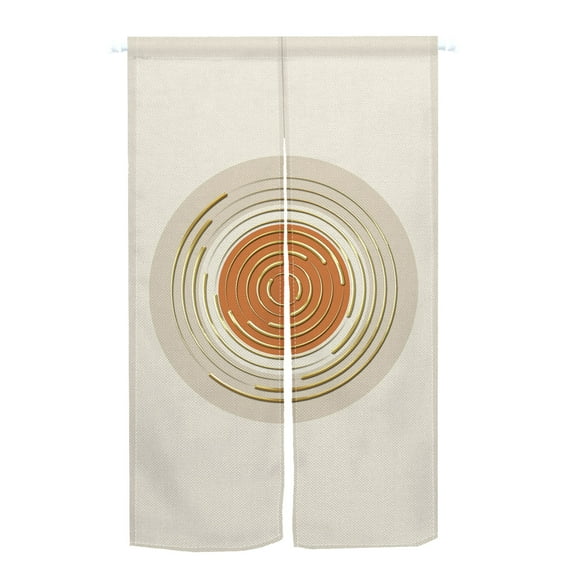 LFEEY Beige Round Door Curtain Japanese Noren Doorway Entryway Kitchen Partition Curtain 26x35 in