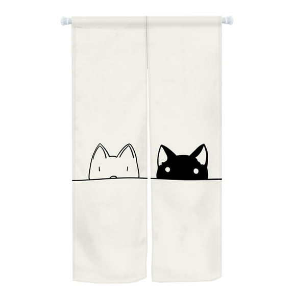 LFEEY Funny Cat Hand Painted Doorway Curtain Japanese Noren Tapestry Living Room Partition 33.5x59 inch