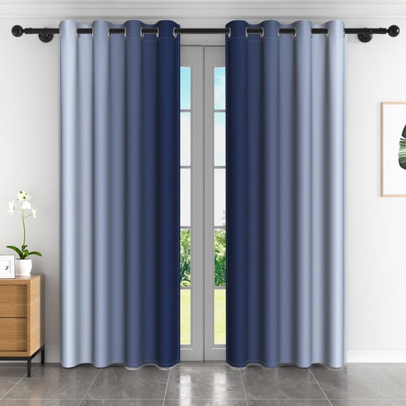 LFEEY Light Blocking Ombre Curtains, Room White Black Greyish Gradient Curtains, 42x84 Inch, 2 Panels