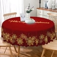 thumbnail image 1 of LFEEY Merry Christmas Round Tablecloth, Kitchen Table Tables Covers, Party Decoration, Red, 70 inch, 1 of 6