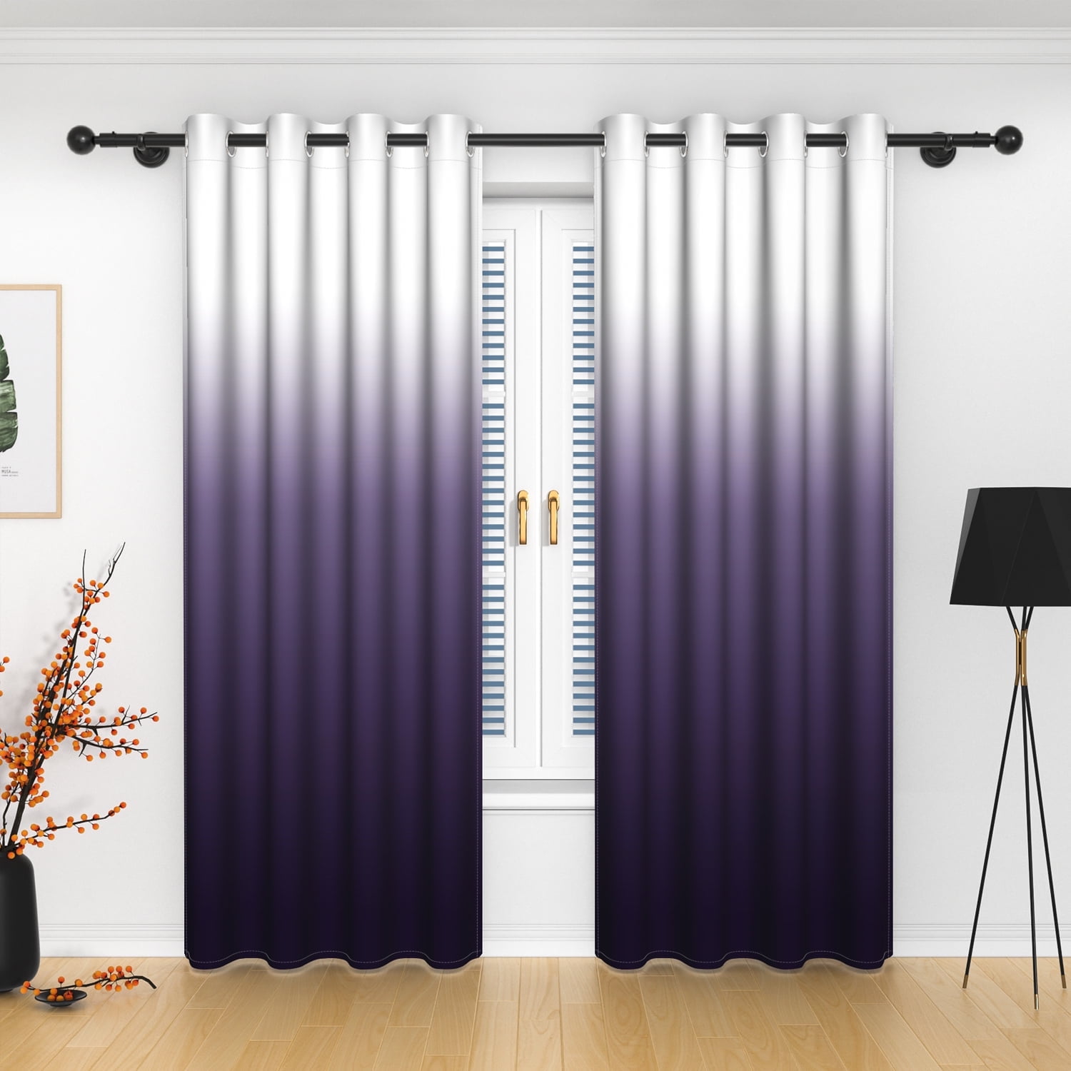 LFEEY Purple Blackout Curtains, Grommet Light Blocking Room Darkening for Bedroom, 52x96 inches, 2 panels