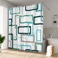 thumbnail image 1 of LFEEY Teal Brown Geometric Abstract Shower Curtain, Modern Minimalist Bathroom Decor, Washable, 72"X84", 1 of 5