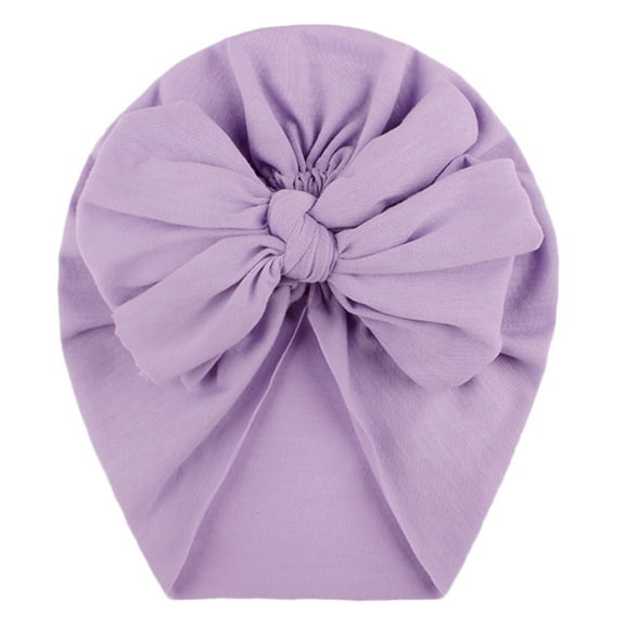 LFEOOST 1 Pack Soft Cotton Solid Turban Hats Caps Beanie Headwraps with Big Flower Bow for Baby Girls Infants Toddlers Kids Fashion Hats for Kids Clearance