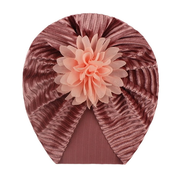 LFEOOST 1 Pack Solid Nursery Turban Hat Cap Beanie Bonnet with Flower for Baby Girls Toddlers Newborns Infants Fashion Hats for Kids Clearance