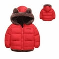 thumbnail image 1 of LFEOOST 2-8 Years Infant Baby Winter Coat Cute Teddy Bear Hooded Jacket Warm Fleece Outerwear Windproof Toddler Boys Girl Red 5-6 Years, 1 of 5