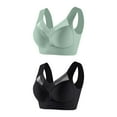thumbnail image 1 of LFEOOST 2 Pack Bras for Women Seamless Wirefree Push Up Bra U-Shaped Back Thin Comfort Breathable Everyday Bras Plus Size Black XXXXXL, 1 of 2