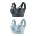 thumbnail image 1 of LFEOOST 2 Pack Bras for Women Seamless Wirefree Push Up Bra U-Shaped Back Thin Comfort Breathable Everyday Bras Plus Size Gary,Blue XXXL, 1 of 2