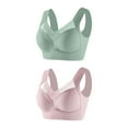thumbnail image 1 of LFEOOST 2 Pack Bras for Women Seamless Wirefree Push Up Bra U-Shaped Back Thin Comfort Breathable Everyday Bras Plus Size Pink XXXXL, 1 of 2