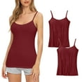 thumbnail image 1 of LFEOOST 2 Pack Women Camisole with Built In Bra, Womens Adjustable Spaghetti Strap Cami Tanks Basic Padded Comfy Yoga Tops Red XXXL, 1 of 3