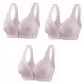 thumbnail image 1 of LFEOOST 2024 Front Button Breathable Skin-Friendly Cotton Bra 3 Pack Plus Size Front Buckle Lift Bra Womens U-Shaped Back Bras Purple XXL, 1 of 2
