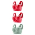 thumbnail image 1 of LFEOOST 3 Pack Lysine Charm Bras,Zen Chic Bra,Seamless Bra Sexy Push Up Wireless Bra Posture Correcting Bra Breathable Bras Green L, 1 of 2