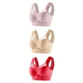 thumbnail image 1 of LFEOOST 3 Pack Sports Bras for Women Seamless Sexy Push Up Wireless Bra Fashion Deep Cup Push Up Wireless Bra Zen Chic Bra Red XXXXL, 1 of 2