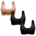 thumbnail image 1 of LFEOOST 3 Pack Womens Casual Comfort Convertible Bralette Lace Front Closure Seamless Beauty Back Push Up Sports Comfy Bra Coffee XXXL, 1 of 6