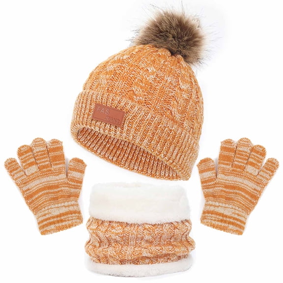LFEOOST 3-Piece Hat, Glove and Scarf Set for Girls and Boys Ages 1-5 Years - Fleece Lined - Many Colors Fashion Hats for Kids Clearance