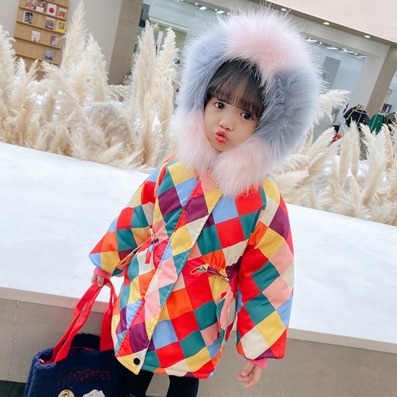 LFEOOST Baby Boys Girls Down Jacket Toddler Winter Warm Puffer Down Coat Cotton Fur Snowsuit Hot Pink 90