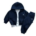 thumbnail image 1 of LFEOOST Baby Boys Girls Hoodie Sweatsuit Long Sleeve Pocket Cotton Zip Up Sports Tops + Pants Clothes Set 2 Pcs Navy 110, 1 of 4