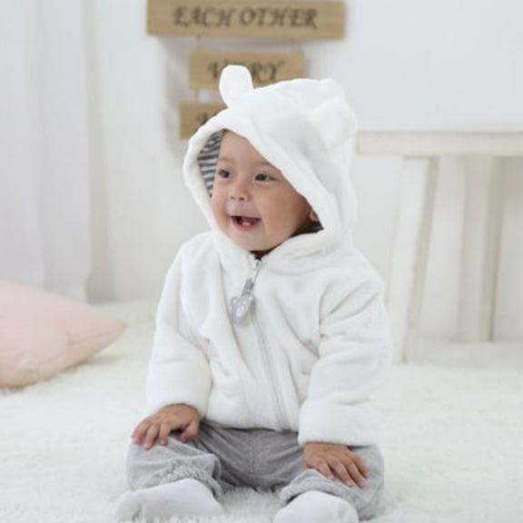 LFEOOST Baby Girl Clothes Winter Warm Coats for Toddler Boys Fleece Jacket Casual Fuzzy Kids Pea Coat Trench Outwear White 12M
