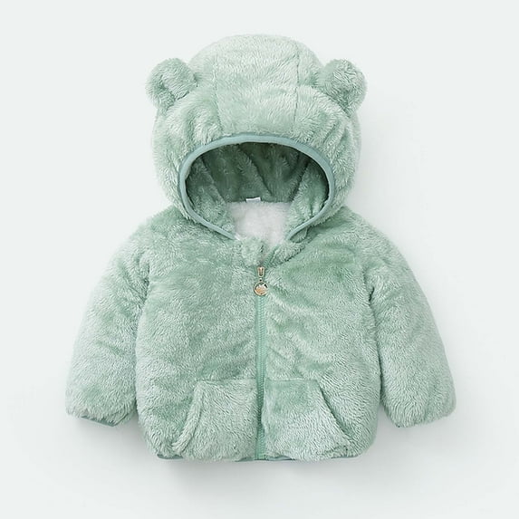 LFEOOST Baby Girls Boys Winter Coat Warm Fleece Jacket with Bear's Ear Hooded Cozy Outwear for Infant Toddler 3-9 Years Green 8-9 Years