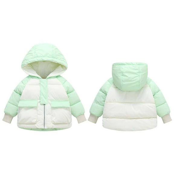 LFEOOST Baby Kids Winter Coat Puffer Down Jacket Windproof Light Winter Jacket Hooded Outwear 1-7 Years Green 1-2 Years